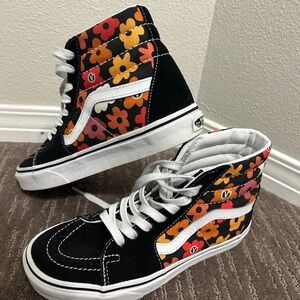 Vans Black and Multicolor Floral High-Tops